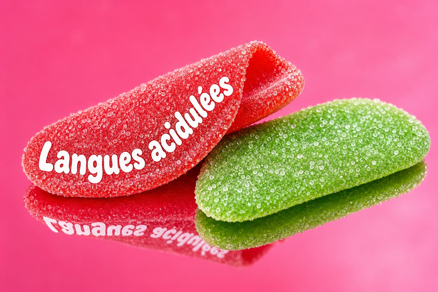 Deux bonbons acidulés en forme de langue, l